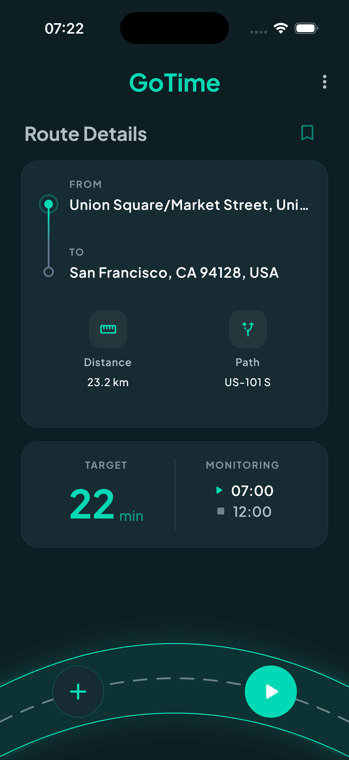 GoTime: Traffic Alerts idle screen