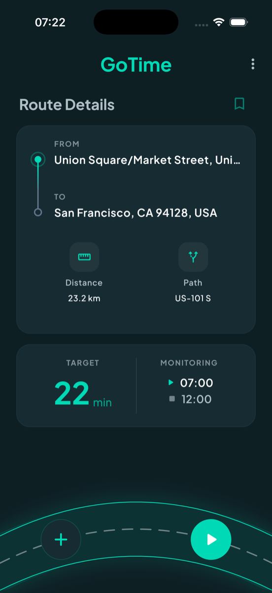 GoTime: Traffic & ETA Alerts idle screen